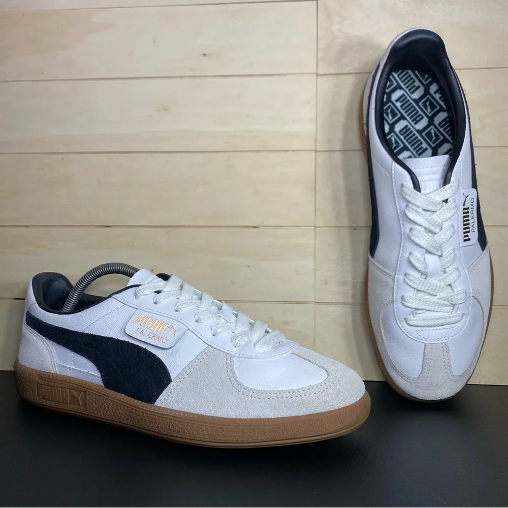 Puma Palermo Leather Sneakers Men's Size 9 Shoes White Vapor Gray Gum - Picture 11 of 11